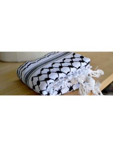 Keffieh palestinien original noir et blanc (ARAFAT)