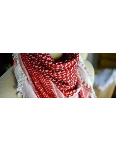 Keffieh palestinien Original rouge et blanc (FPLP) fabriqué à Hebron