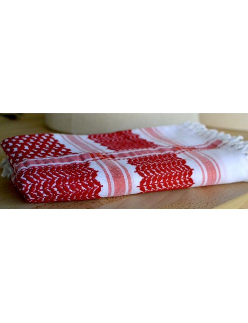 Keffieh palestinien Original rouge et blanc (FPLP) fabriqué à Hebron