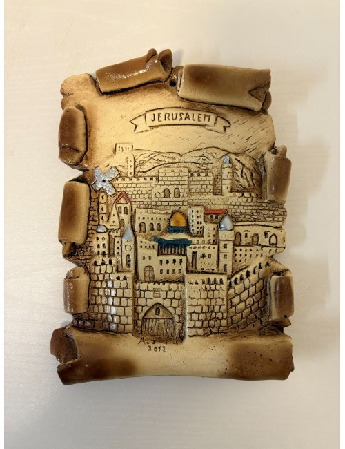 Relief mural "Jérusalem sur parchemin"