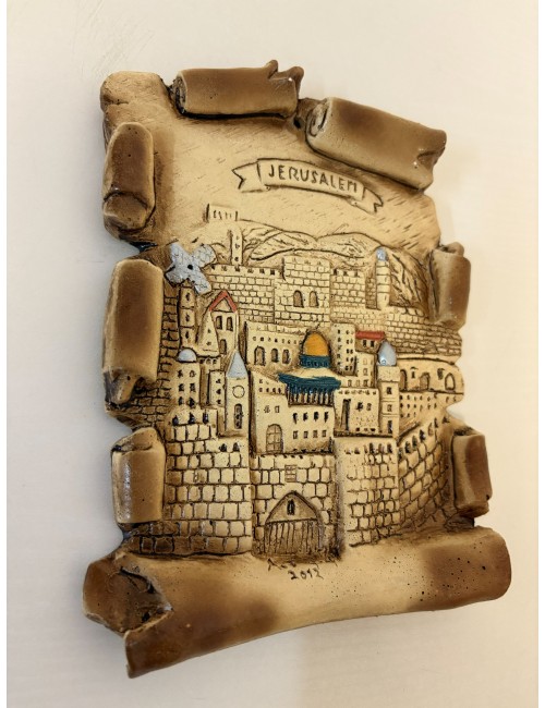 Relief mural "Jérusalem sur parchemin"