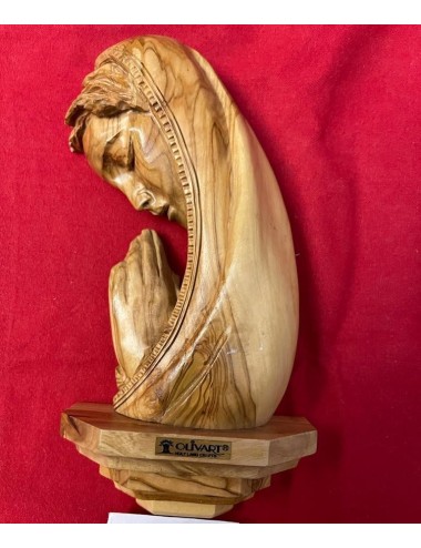 Vierge Marie en prière – Sculpture murale en bois d’olivier de Bethléem