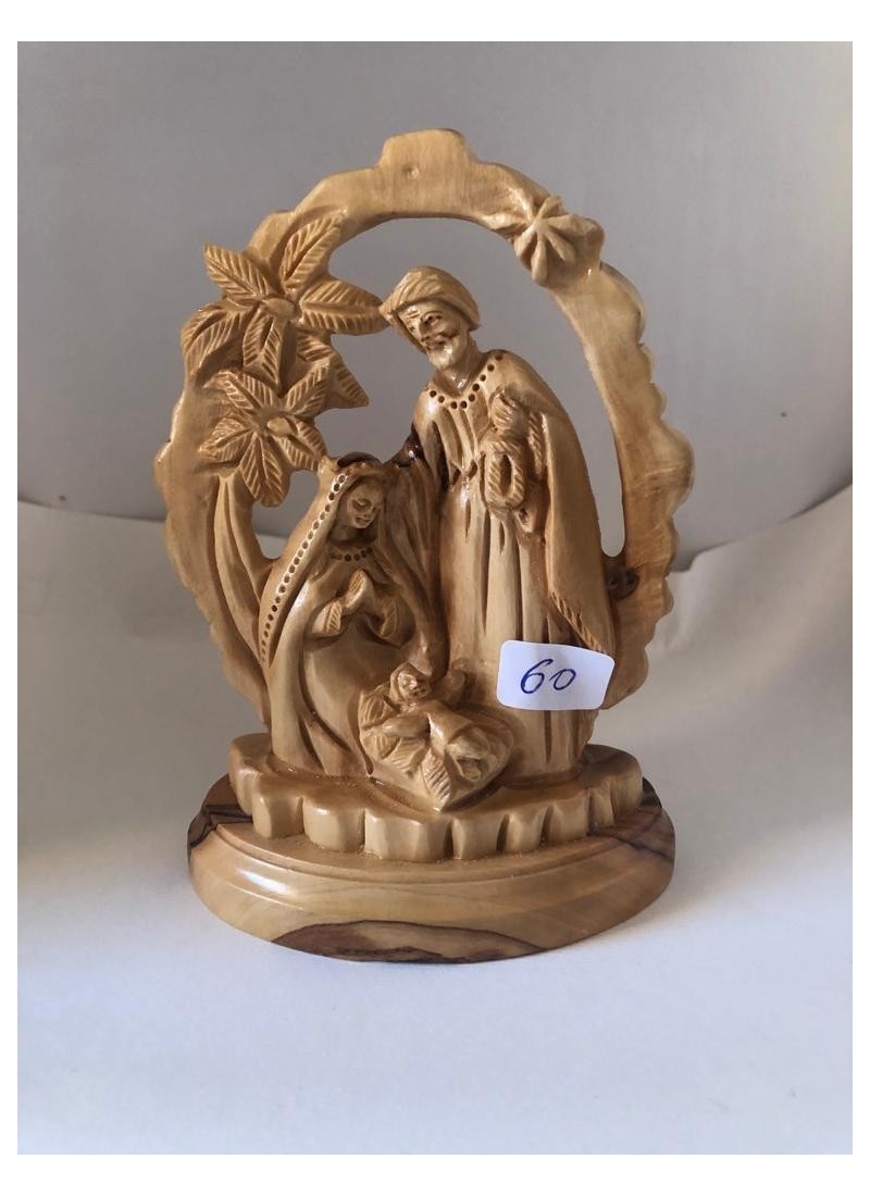 Nativité sous arche – Sculpture en bois d’olivier de Bethléem