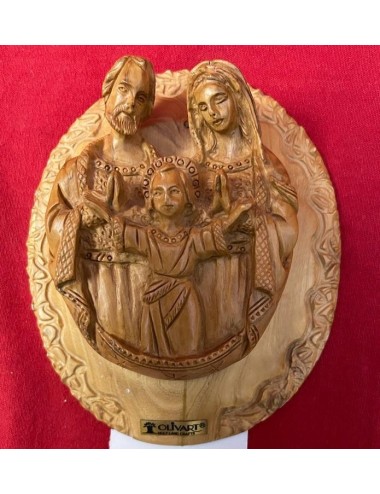 La Sainte Famille – Icône sculptée en bois d’olivier de Bethléem