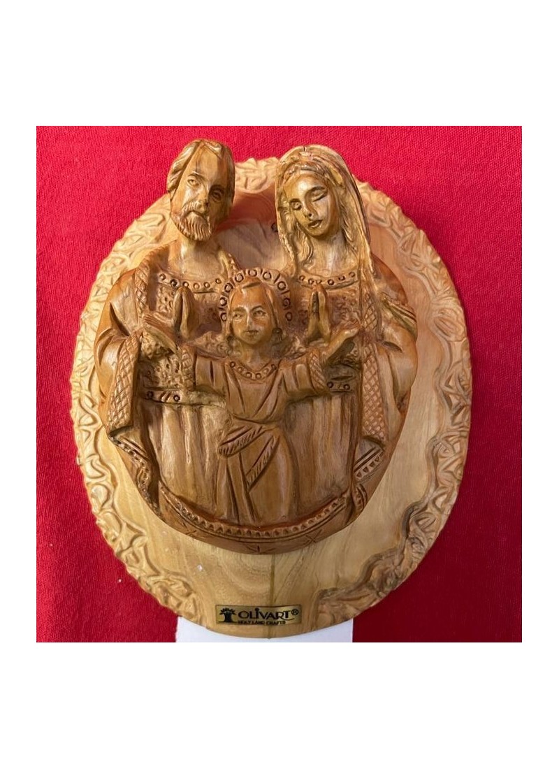 La Sainte Famille – Icône sculptée en bois d’olivier de Bethléem