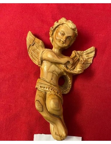 Ange musicien sculpté – Bois d’olivier de Bethléem