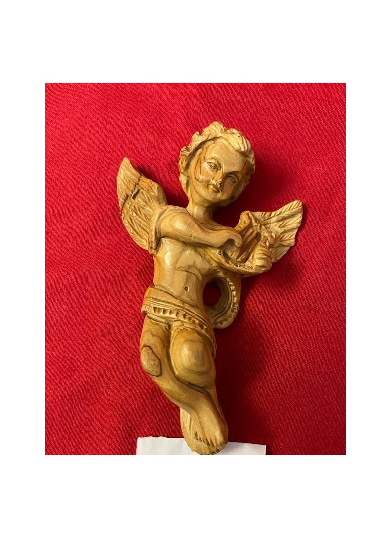 Ange musicien sculpté – Bois d’olivier de Bethléem