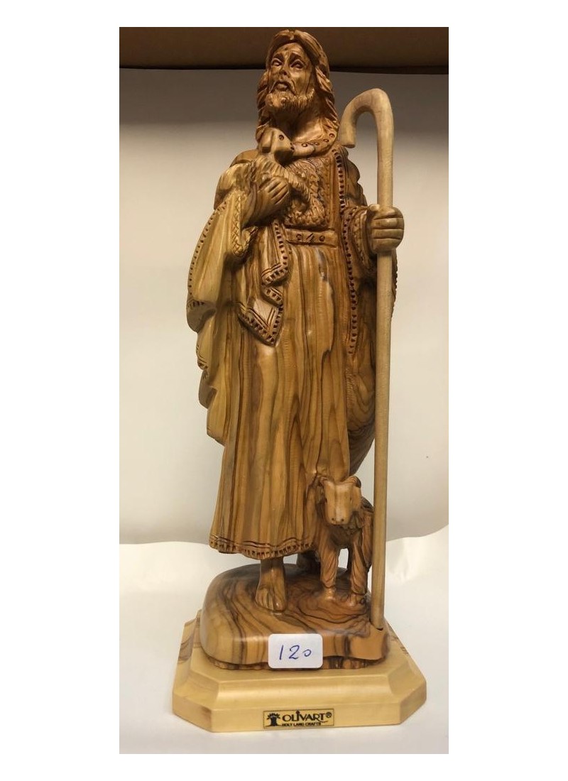 Le Bon Berger – Sculpture en Bois d’Olivier de Bethléem