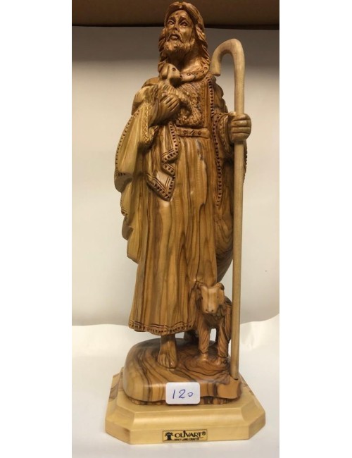 Le Bon Berger – Sculpture en Bois d’Olivier de Bethléem