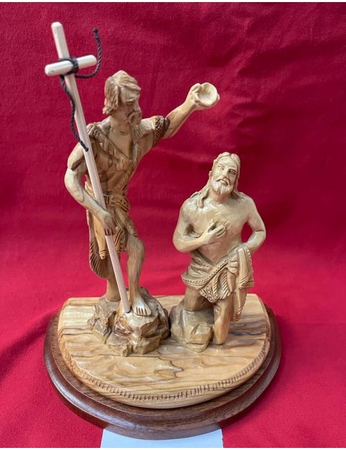 Le Baptême du Christ – Sculpture en bois d’olivier de Bethléem