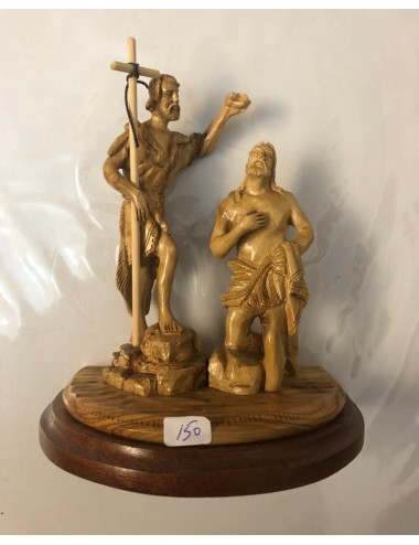 Le Baptême du Christ – Sculpture en bois d’olivier de Bethléem