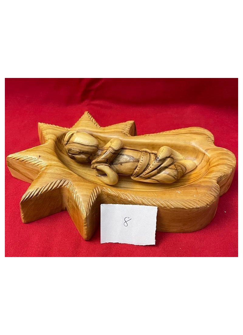 L’Enfant Jésus dans l’étoile – Sculpture artisanale en bois d’olivier (Bethléem)