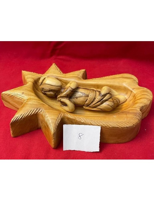 L’Enfant Jésus dans l’étoile – Sculpture artisanale en bois d’olivier (Bethléem)