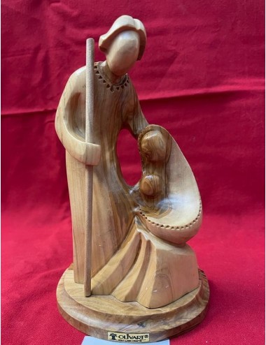 La Sainte Famille – Sculpture contemporaine en bois d’olivier (Bethléem)