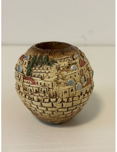 Bougeoir artisanal en céramique – Vieille Ville de Jérusalem (pièce unique)