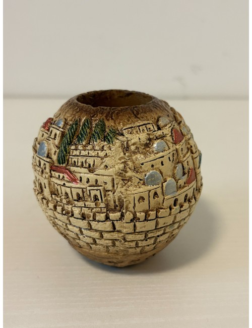 Bougeoir artisanal en céramique – Vieille Ville de Jérusalem (pièce unique)