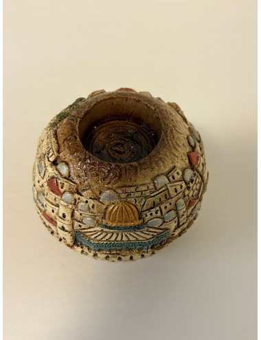 Bougeoir artisanal en céramique – Vieille Ville de Jérusalem (pièce unique)