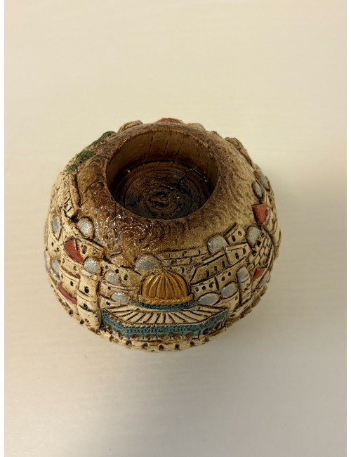 Bougeoir artisanal en céramique – Vieille Ville de Jérusalem (pièce unique)