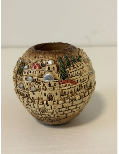 Bougeoir artisanal en céramique – Vieille Ville de Jérusalem (pièce unique)