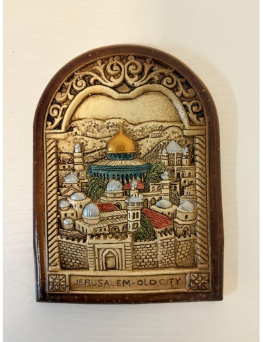 Plaque décorative artisanale – Vieille Ville de Jérusalem en relief