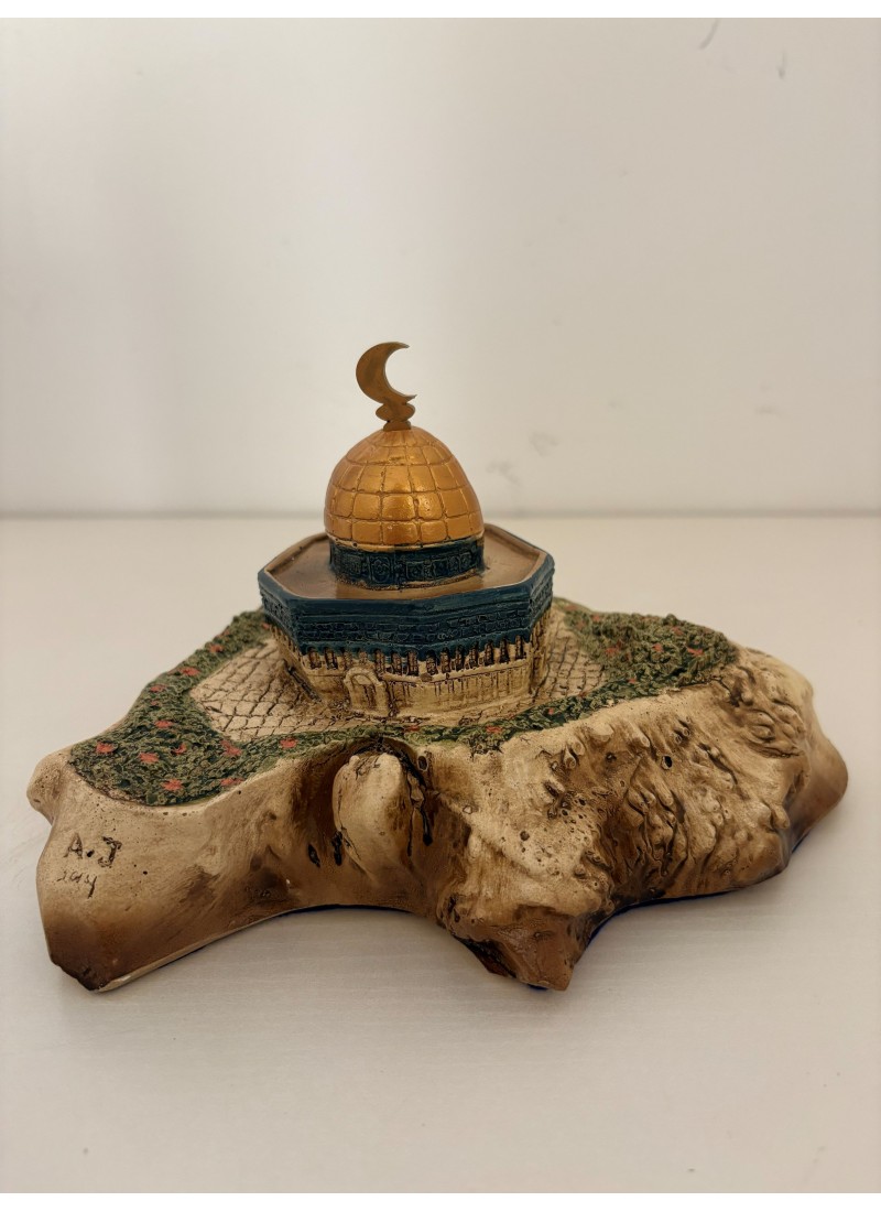 Maquette artisanale du Dôme du Rocher – Sculpture en plâtre résiné (signée A.J)