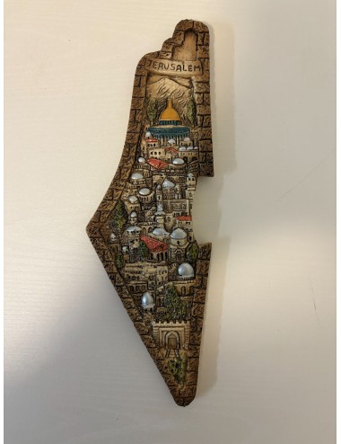 Carte de Palestine – Sculpture murale artisanale de Jérusalem en plâtre résiné