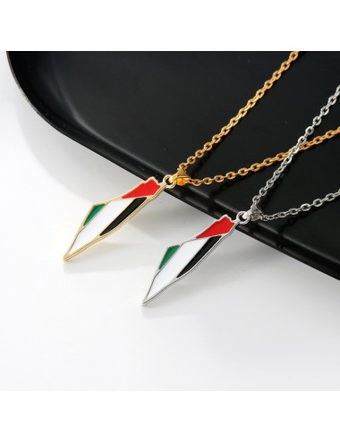 Pendentif Carte de la Palestine – Doré ou argenté avec Drapeau Émaillé