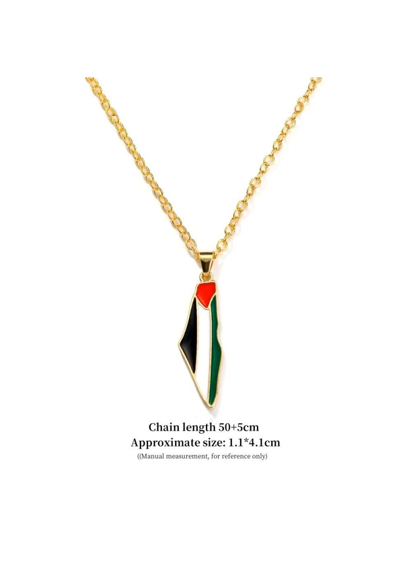 Pendentif Carte de la Palestine – Doré ou argenté avec Drapeau Émaillé