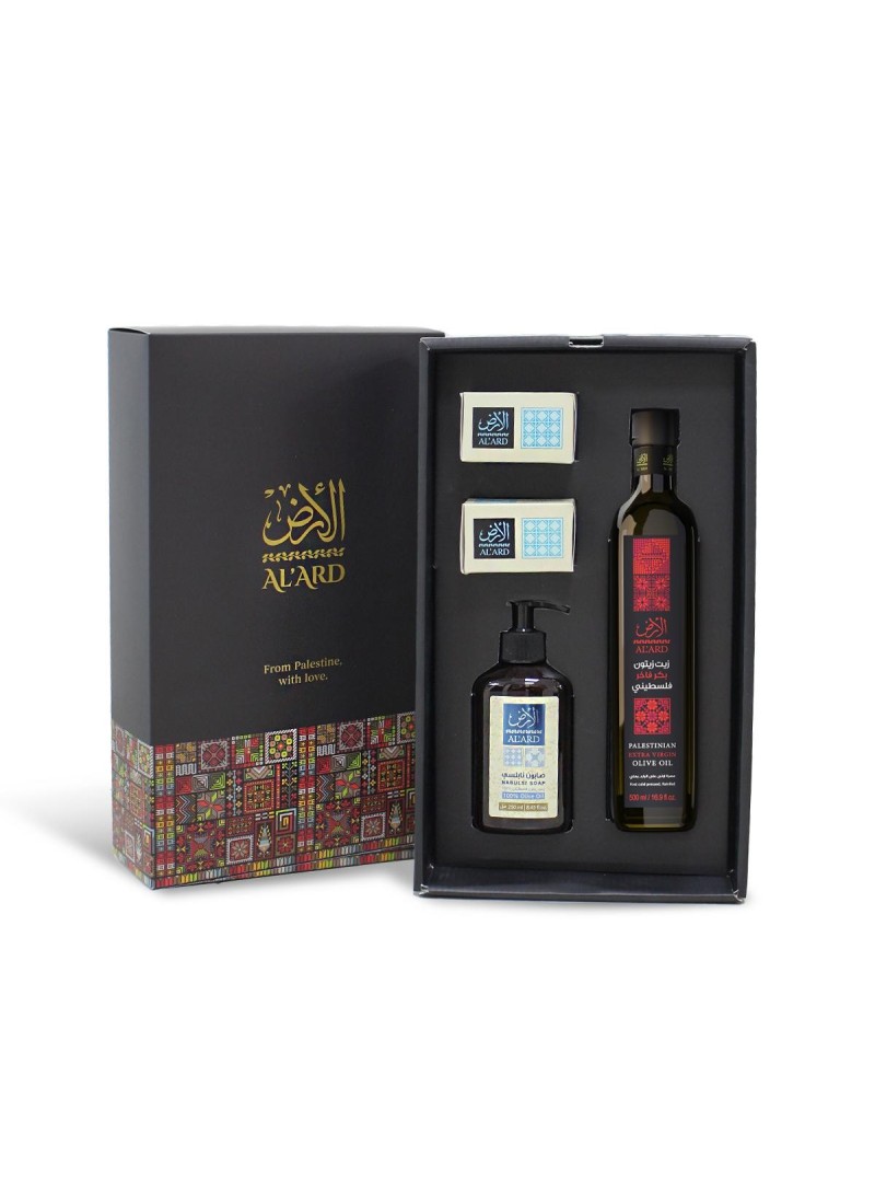 Coffret Bien-Être & Tradition – Huile d’Olive 500 ml & Savons Nabulsi