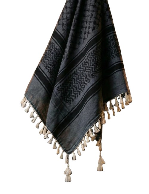 Keffieh palestinien Original Noir et Gris foncé