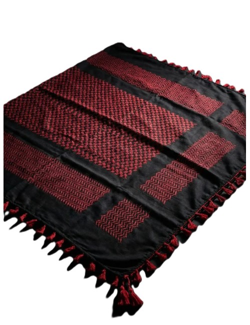 Keffieh palestinien Original noir avec briques rouges