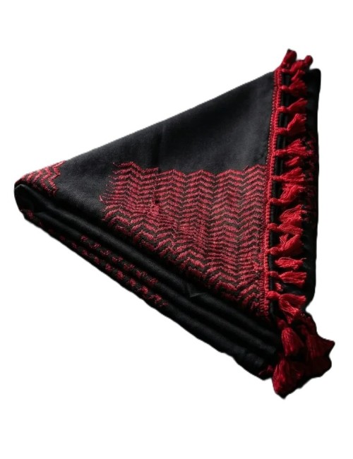 Keffieh palestinien Original noir avec briques rouges