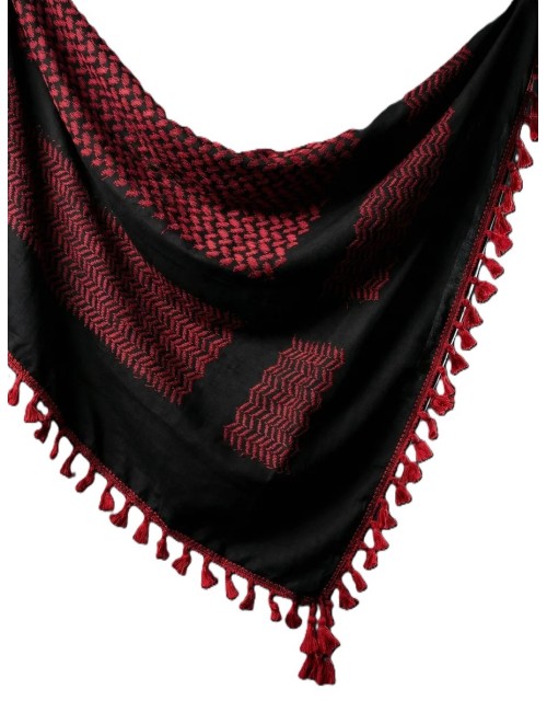 Keffieh palestinien Original noir avec briques rouges