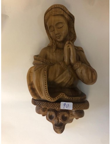 Sculpture Murale Vierge Marie en Prière – Bois d’Olivier de Bethléem