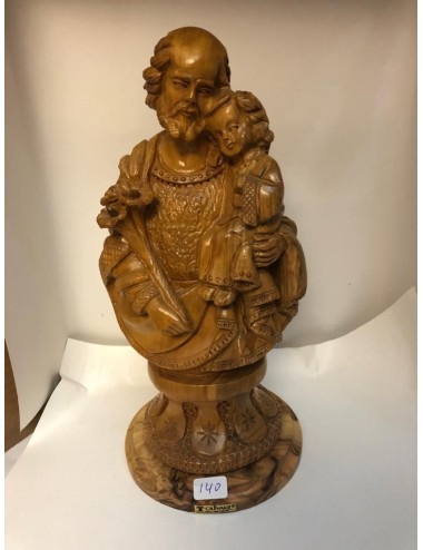 Sculpture Saint Joseph et Jésus en bois d’olivier – Artisanat Bethléem