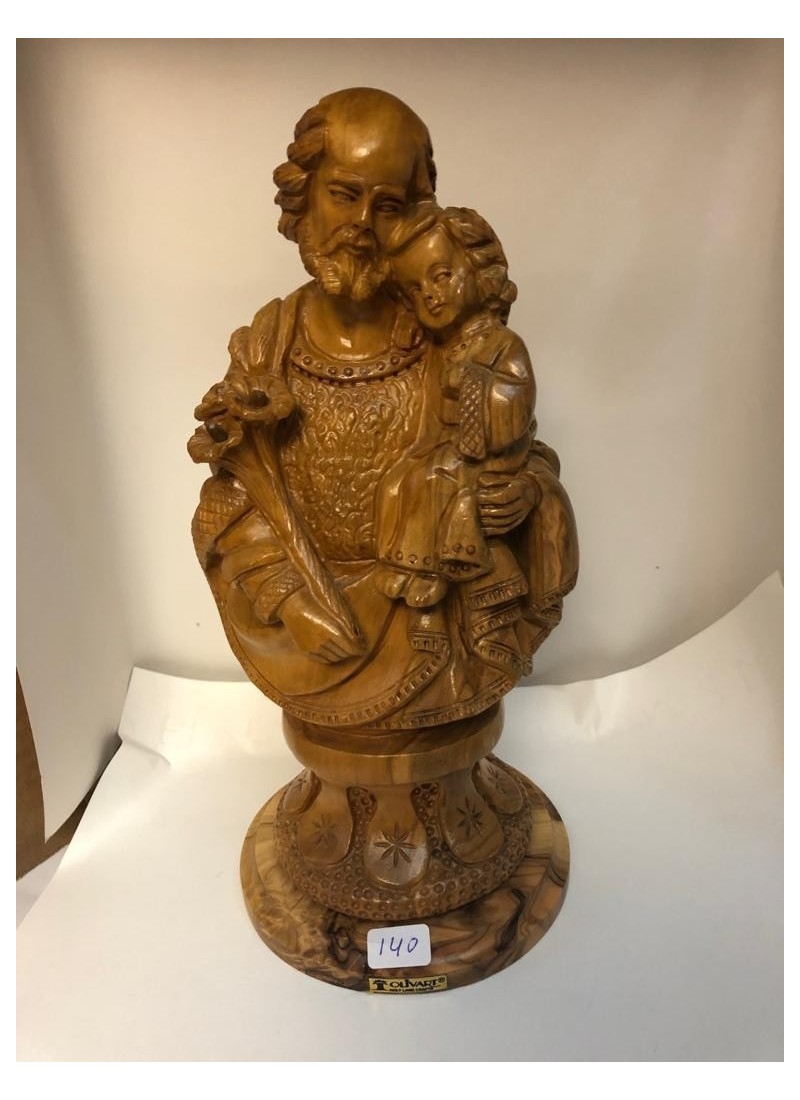 Sculpture Saint Joseph et Jésus en bois d’olivier – Artisanat Bethléem