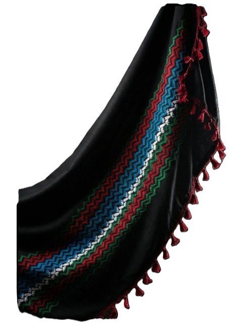 Keffieh palestinien Original noir briques multi-couleurs
