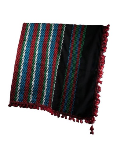 Keffieh palestinien Original noir briques multi-couleurs
