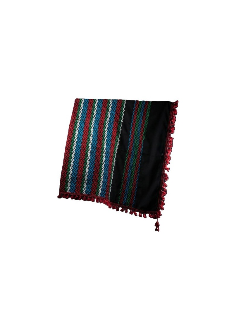 Keffieh palestinien Original noir briques multi-couleurs