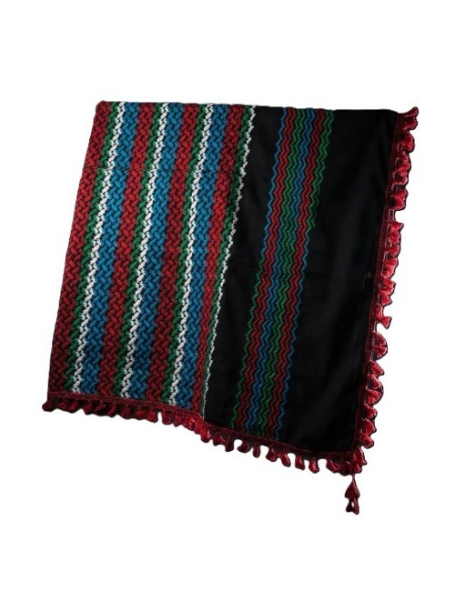 Keffieh palestinien Original noir briques multi-couleurs