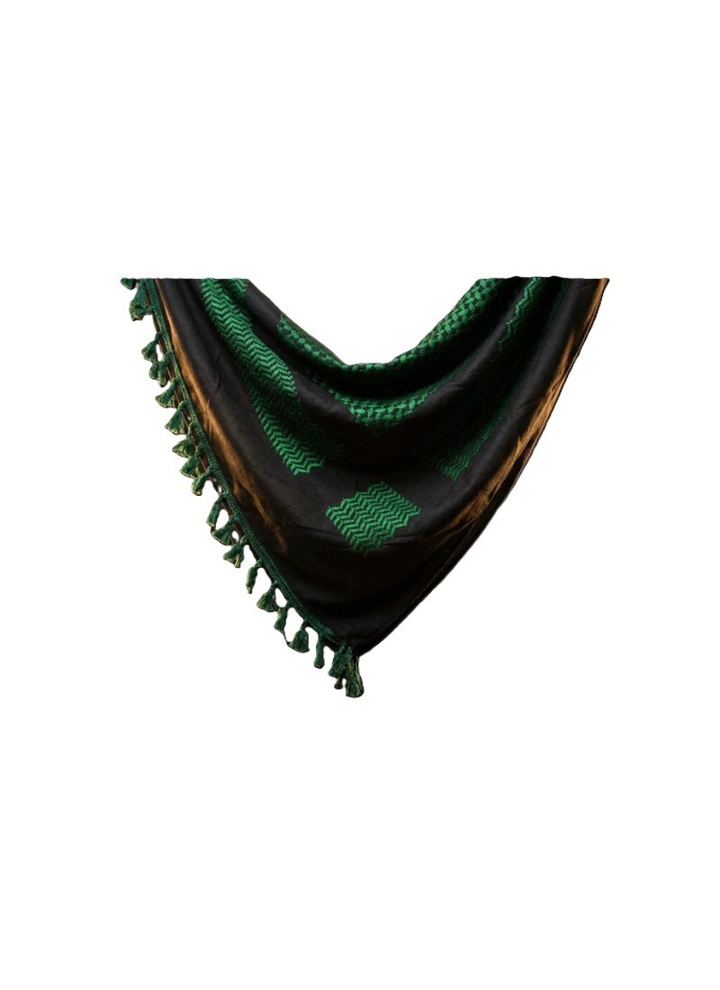 Keffieh Palestinien Authentique Noir et Vert