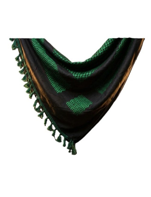 Keffieh Palestinien Authentique Noir et Vert