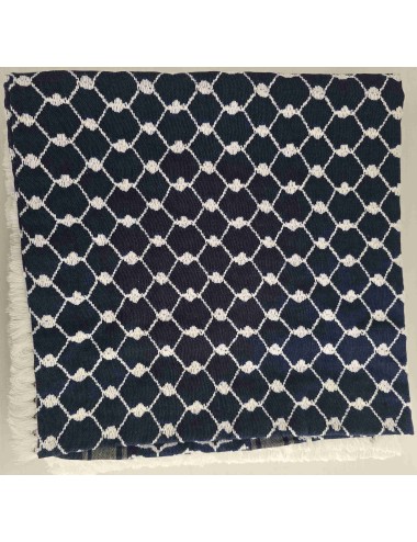 Keffieh bleu nuit à losanges blancs, atelier Al Nabulsi