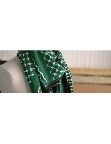 Keffieh de Palestine Vert Menthe & losanges Blancs – Atelier Al Nabulsi (Naplouse)