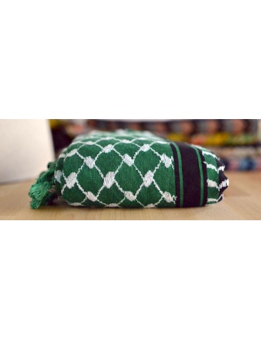 Keffieh vert menthe à motifs blancs, atelier Al Nabulsi