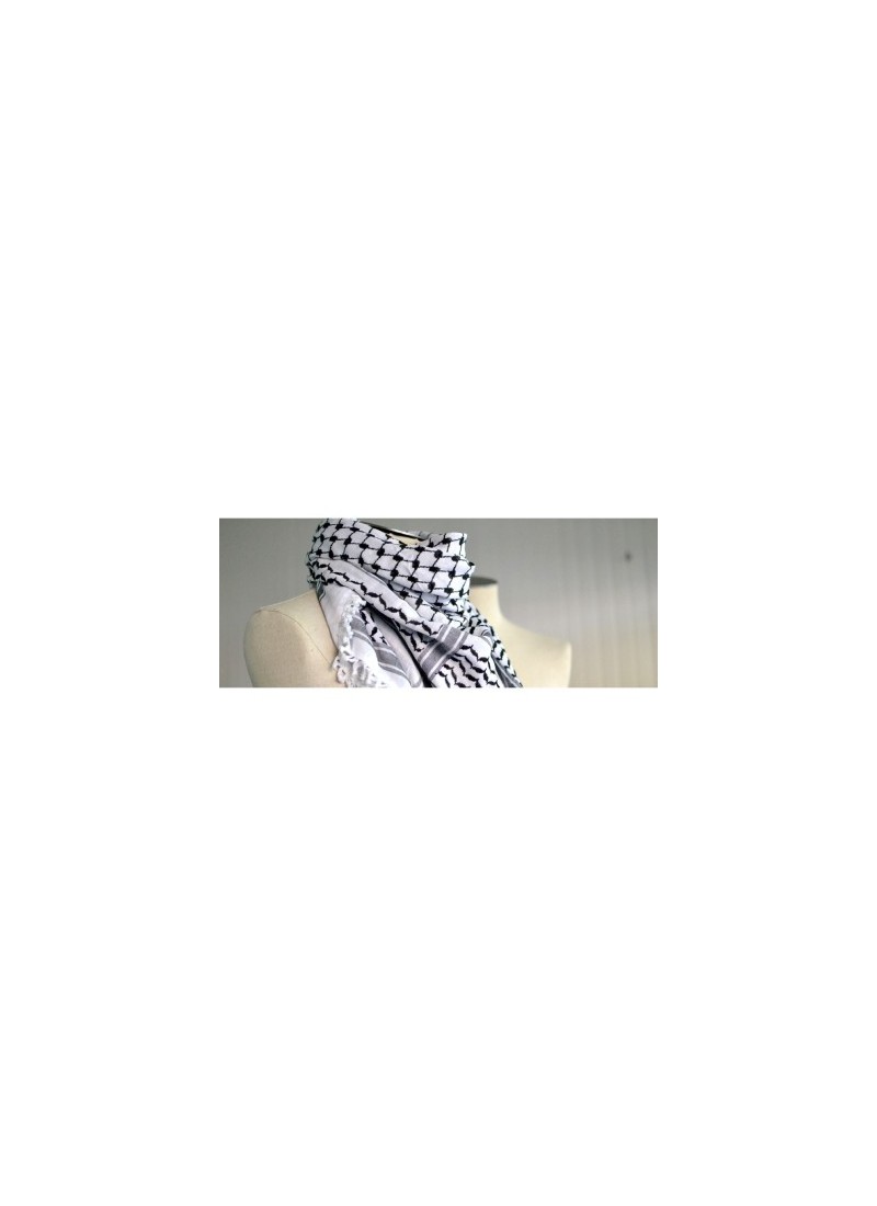 Keffieh palestinien original noir et blanc (ARAFAT) fabriqué en Jordanie