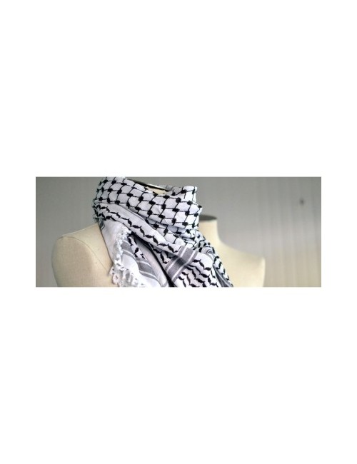 Keffieh palestinien original noir et blanc (ARAFAT) fabriqué en Jordanie