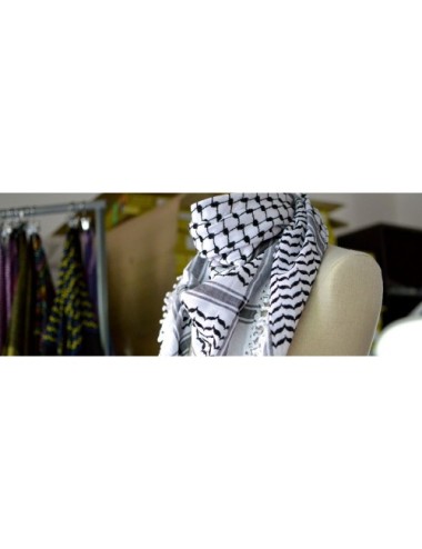 Keffieh palestinien original noir et blanc (ARAFAT)