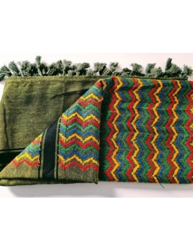 Keffieh palestinien vert olive, 100 % coton, tissé à Hébron