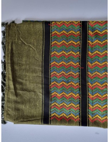 Keffieh palestinien vert olive, 100 % coton, tissé à Hébron